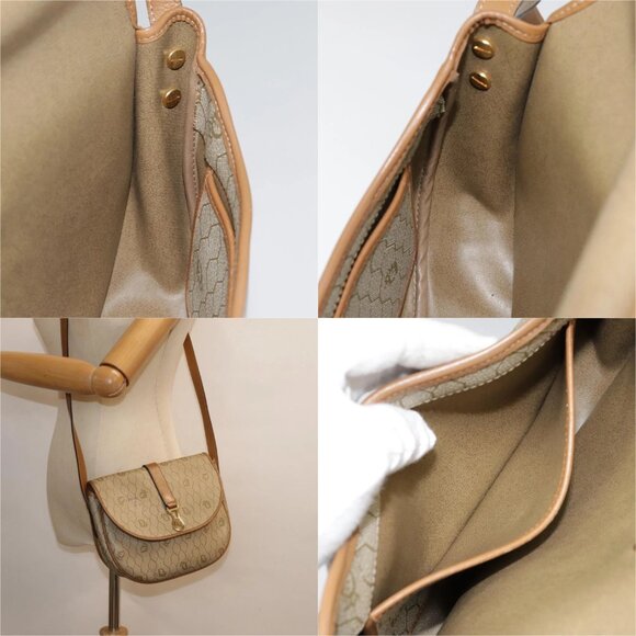 Christian Dior Honeycomb Canvas Shoulder Bag PVC Leather Beige Gold Auth 91284 - Picture 14 of 15